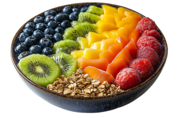 Colorful Fruit Salad with Granola in a Bowl
