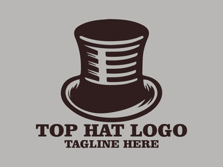 Top hat vector illustration perfect for branding, fashion, fashion depicting fashion trends and dressing styles, formality depicting formal events and formal wear, timeless classic design top hat logo