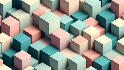 Obraz premium Abstract Pastel Cubes Geometric Pattern Design