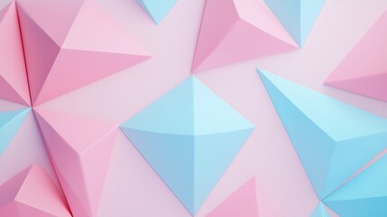 Obraz premium Abstract Geometric Background with Pink and Blue Triangular Shapes on Light Surface