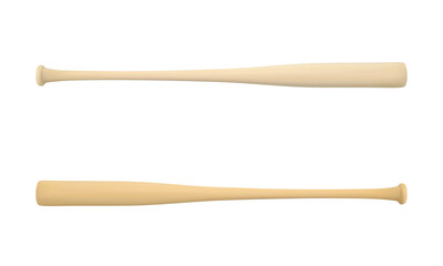 Wooden baseball bat in vector on white background.A baseball bat made of wood in a vector.Baseball bat vector.Baseball bat background.