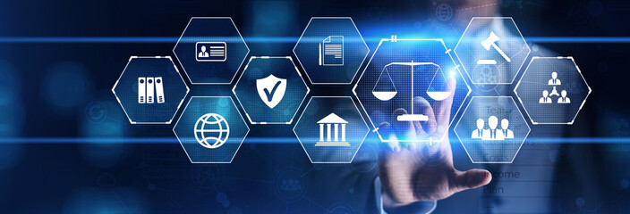 Labor law worker rights protection concept on digital screen.