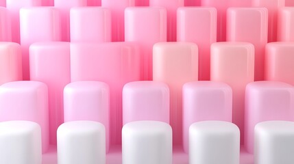 Fototapeta premium Abstract Pattern of Colorful Cylindrical Shapes in Soft Pink and White Tones for Background Design
