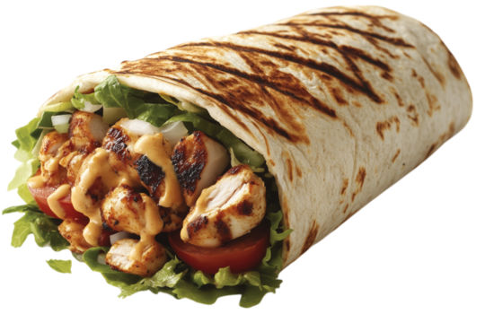 Grilled Chicken Wrap with Fresh Vegetables and Creamy Sauce