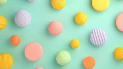 Colorful 3D Abstract Shapes on Soft Mint Background for Creative Design and Artistic Projects