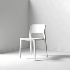 Obraz premium Minimalistic White Chair on a Clean Background, Generetive AI