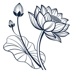 Lotus flower silhouette vector illustration.white background