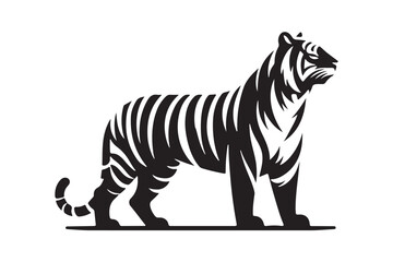 Majestic Tiger Silhouette at Sunset – Wildlife Stock Illustration