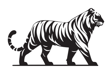 Majestic Tiger Silhouette at Sunset – Wildlife Stock Illustration