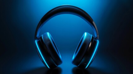 wireless headphones with a slight glow background 