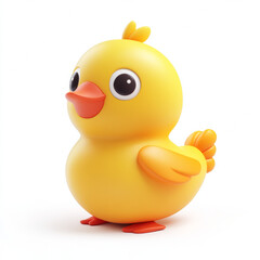 Cute yellow cartoon duck with big eyes