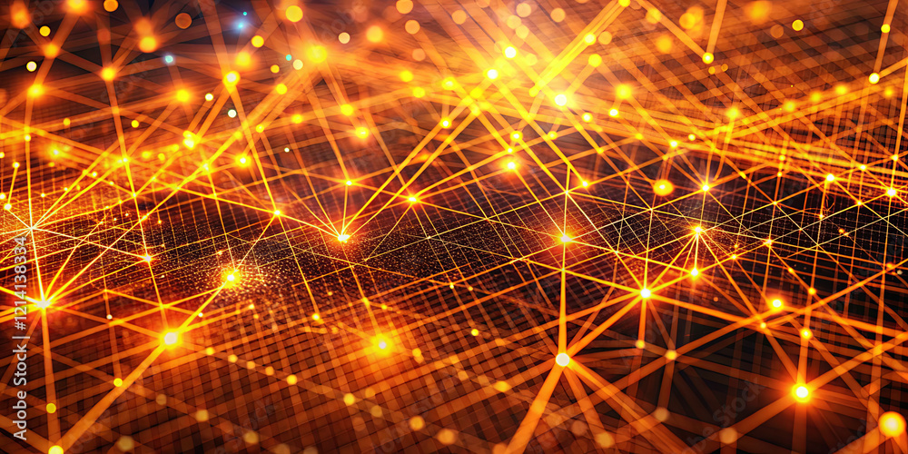 Poster an intricate network of glowing dots and lines creates a visual representation of data connections. 