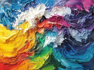 Abstract paint strokes in vivid colors with thick texture creating a dynamic and artistic design
