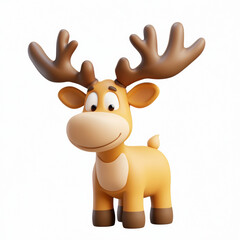 Obraz premium Cute cartoon moose with big antlers isolated
