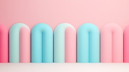 Fototapeta premium Colorful Curved Shapes in Pastel Tones on Soft Background for Modern Design and Creative Projects