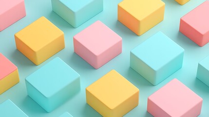 Obraz premium Colorful geometric shapes arranged in orderly pattern creating a vibrant abstract background for creative use