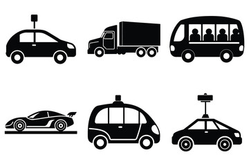 Flat design bundle of electric vehicle silhouettes vector set