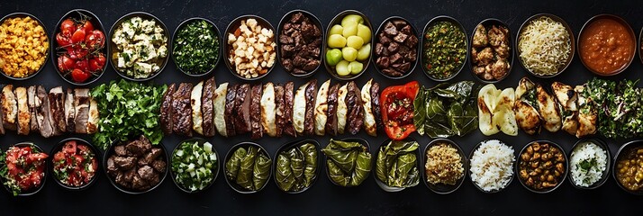 A Well-Arranged Collage of Classic Middle Eastern Dishes.