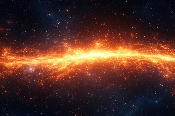 Obraz premium Glowing Cosmic Stream Amidst Dark Starry Space A Celestial River of Light and Sparkles