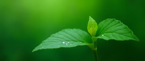 Fototapeta premium Vibrant Green Plant Sprout with Dew Drops