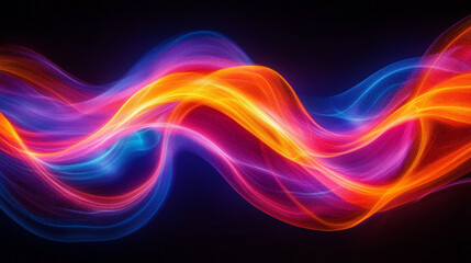 Colorful wave patterns creating a vibrant abstract background with glowing effects