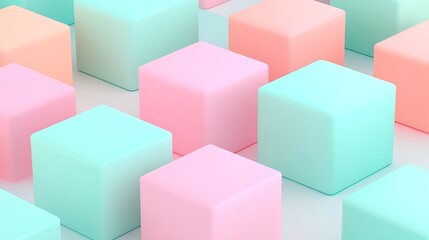 Obraz premium Colorful Pastel 3D Cubes Pattern Background for Creative Design Projects and Digital Art