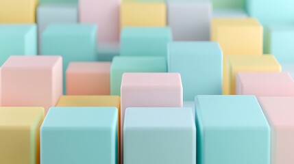 Fototapeta premium Colorful Pastel Blocks in Array Creating a Playful and Modern Background for Creative Projects
