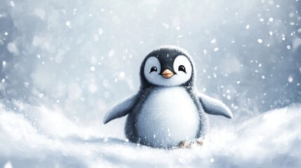 Adorable Penguin in a Winter Wonderland