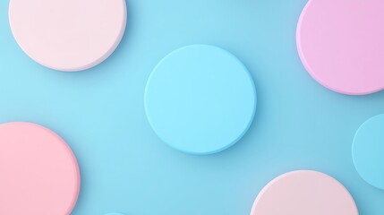 Obraz premium Colorful Pastel Circles on Soft Blue Background for Creative Design and Modern Aesthetic Projects