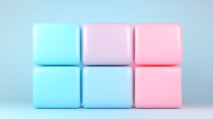 Colorful pastel cubes arranged in a creative pattern on a soft blue background for design and decor inspiration