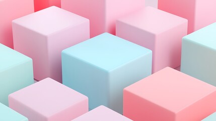 Colorful pastel cubes arranged in a modern and minimalistic design for contemporary backgrounds and visuals