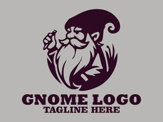 Obraz premium Gnome cute charming little creature garden guard gnome forest guard this gnome is wearing a pointed hat, vector illustration gnome logo design cute and adorable