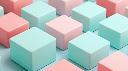Fototapeta premium Colorful pastel cubes arranged in a repetitive pattern showcasing an innovative design aesthetic and visual appeal