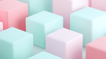 Obraz premium Colorful Pastel Cubes in Soft Light Creating a Modern and Minimalist Abstract Background for Design Projects