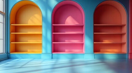 Colorful modern room with bold geometric arches