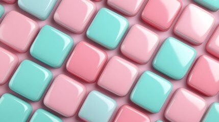Colorful Pastel Tiles in Pink and Mint Green Arranged in a Modern Pattern for Textures and Backgrounds