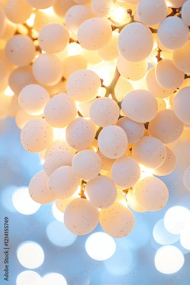 Aufkleber a dreamy photograph of grapes illuminated by soft fairy lights, creating a magical and enchanting at