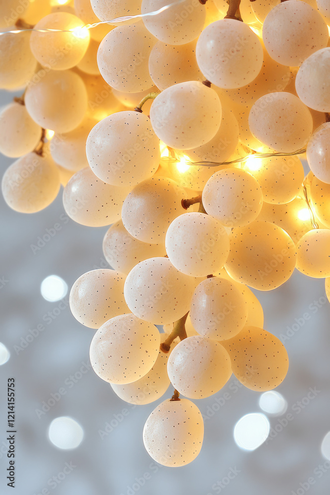 Aufkleber a dreamy photograph of grapes illuminated by soft fairy lights, creating a magical and enchanting at