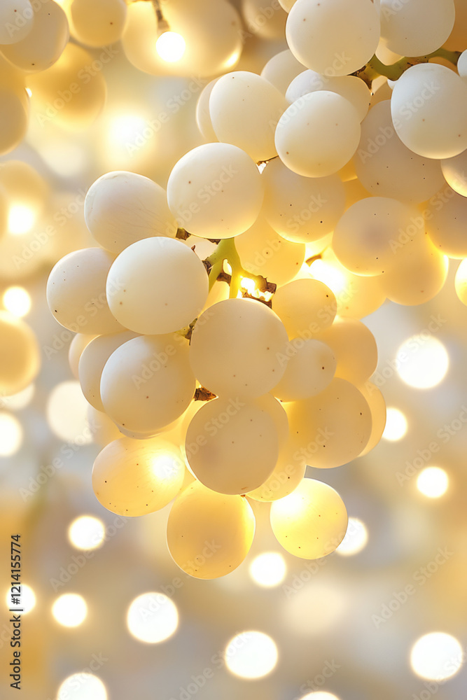 Aufkleber a dreamy photograph of grapes illuminated by soft fairy lights, creating a magical and enchanting at
