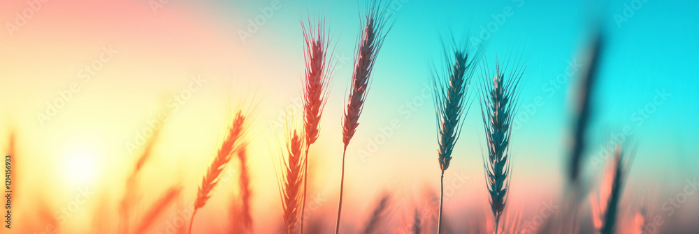 Aufkleber A high-resolution studio image of wheat stalks swaying gently in a controlled breeze, captured with dramatic lighting to emphasize movement and texture,
