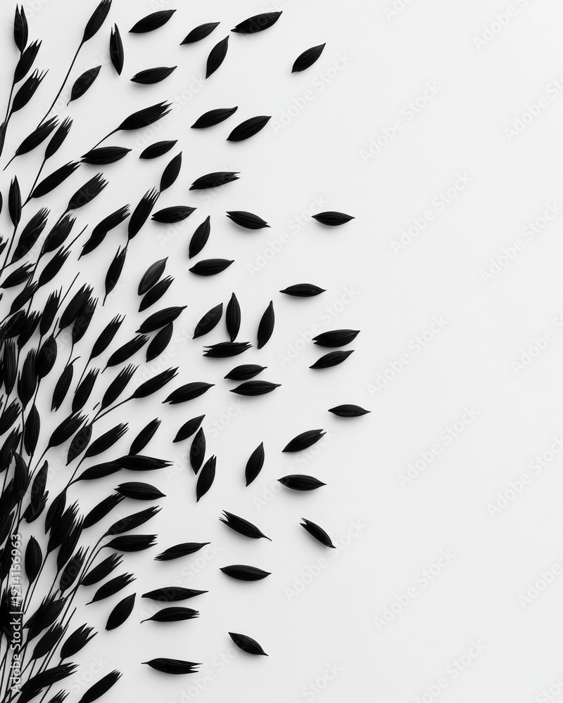 Leinwandbilder a minimalist black and white studio photograph of wheat grains scattered artistically on a smooth su