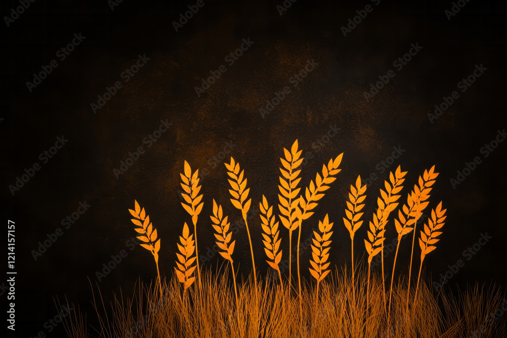 Aufkleber a high-contrast studio image of wheat with shadows cast by directional lighting, creating a dramatic