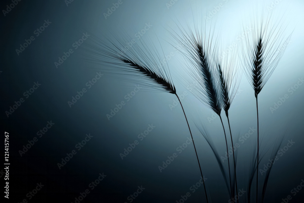 Aufkleber a high-contrast studio image of wheat with shadows cast by directional lighting, creating a dramatic
