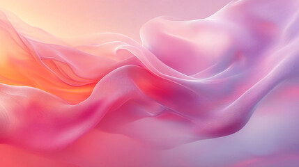 Fototapeta premium Colorful flowing fabric creating a soft and dreamy background effect at sunset