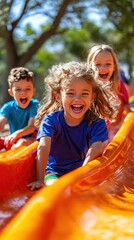 Children enjoying a fun day at the playground exciting outdoor activity playful environment bright sunny day