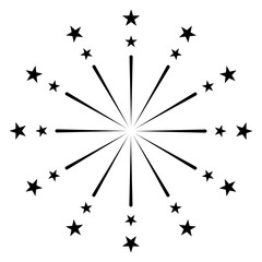 Black and White Firework. Flat Vector Illustration