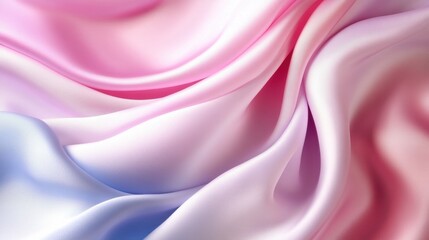 Fototapeta premium Smooth Silk Fabric with Soft Pink and Blue Tones in Gentle Flow