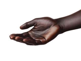 Hand cupped in a receiving gesture