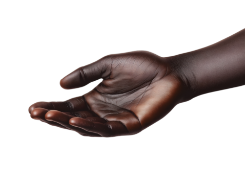 Hand cupped in a receiving gesture