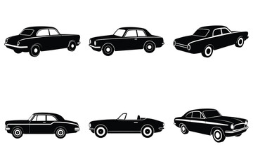 Timeless vintage car silhouettes bundle design isolated on white